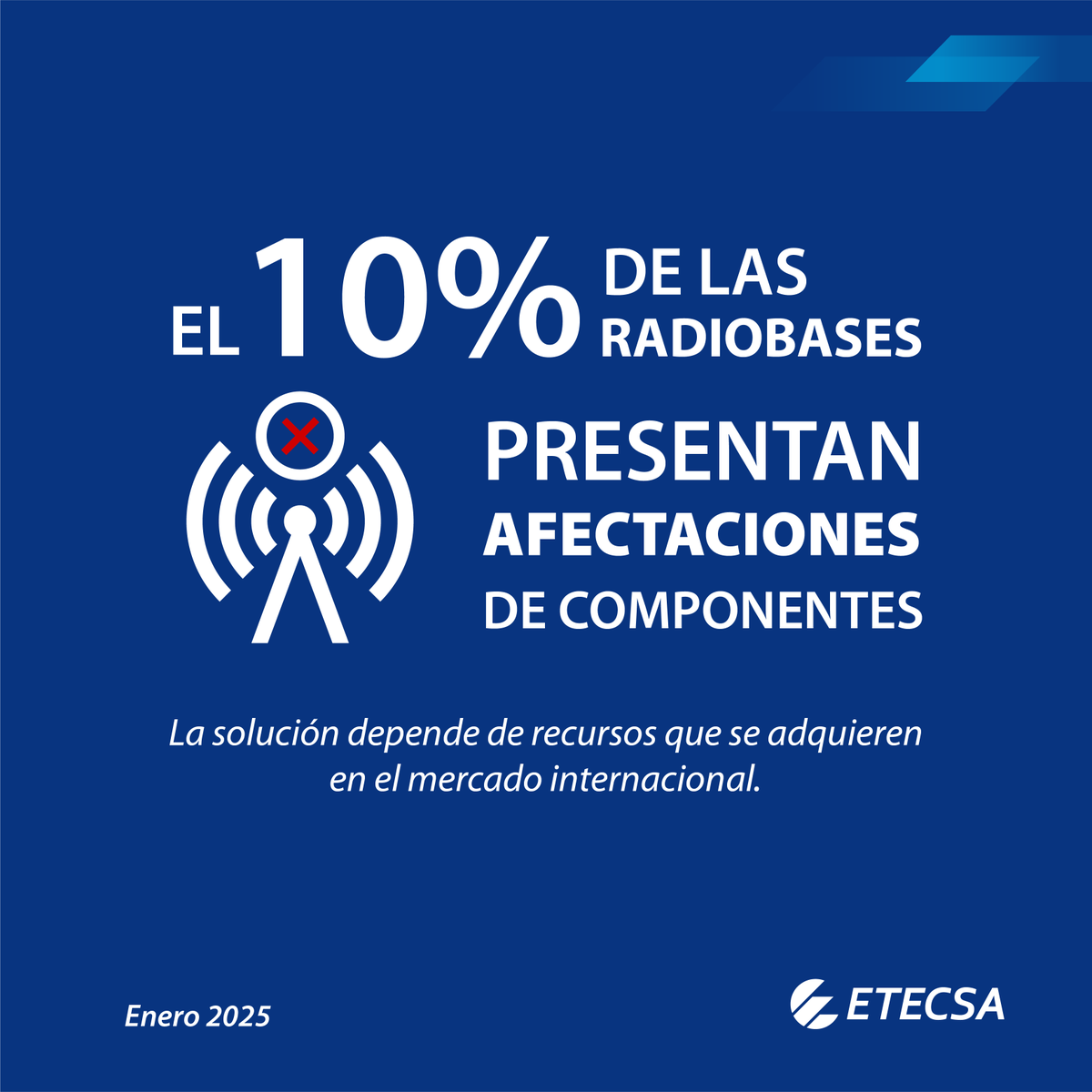 Hoy contamos con más de 8️⃣ millones de líneas 📱, de las cuales el 9️⃣5️⃣% puede conectarse a internet, lo que representa una demanda considerable de los servicios que soporta esta red y que en ocasiones se dificulta por las fallas de las radiobases 🗼.
#EtecsaConCuba 🇨🇺