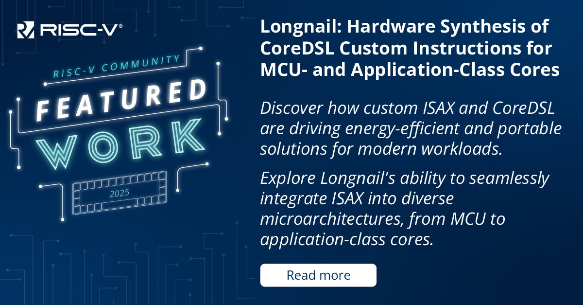 risc_v's tweet photo. Accelerating Innovation with ISAX & Longnail!
Featured Work: See how this project achieved low overheads in a 22nm ASIC process! π Check it out here: https://t.co/UKT4zlmlWh #RISCVprojects #FeaturedWork https://t.co/jDvYbRwaf6