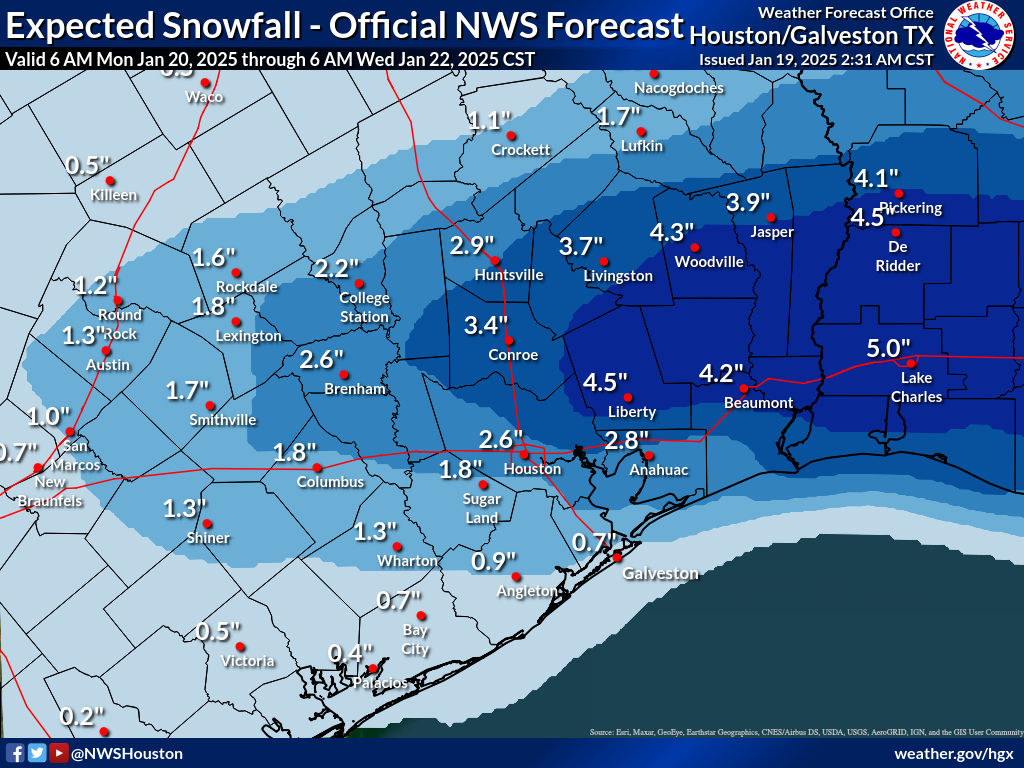 SpaceCityWX's tweet image. Could #Houston see a bonafide snowstorm? Yeah, it&apos;s possible. @mattlanza explains a lot of the factors at play and what the current forecast holds for us. The key takeaway: Get where you need to be tomorrow evening and prepare to stay put through Wed AM.

spacecityweather.com/could-this-act…
