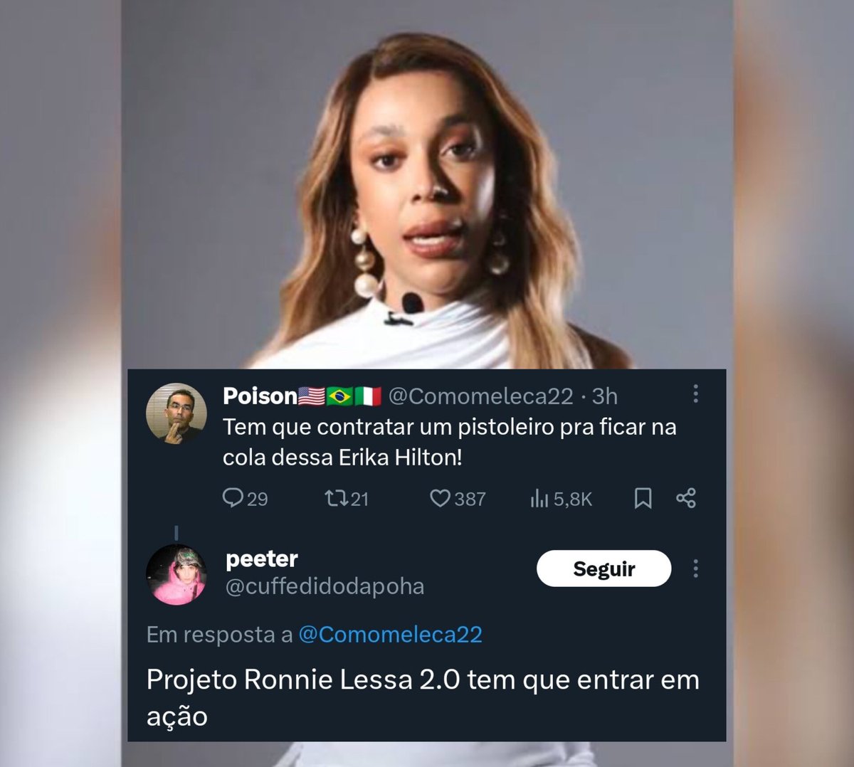 lindberghfarias's tweet photo. Delinquentes estão ameaçando de morte a deputada Erika Hilton, após ela gravar vídeo desmentindo o FakeNikolas sobre o PIX. É preciso ação imediata da PF na identificação desses criminosos. Essa turma da extrema direita acha que pode ameaçar e matar quem os contesta? Covardes, não vão nos calar!
