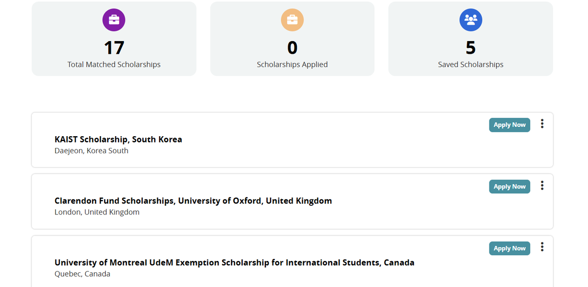 olumuyiwaayo's tweet photo. One of the great features of our revamped website is the ability to see matched scholarships directly on your dashboard, save scholarships right on the homepage, and get timely reminders about upcoming deadlines—3 days before they close! We are continuously enhancing our services to connect you with funding opportunities, and what we have implemented this month is just a glimpse of what’s to come in 2025!

To maximize your experience, please ensure you update your profile on the dashboard.

Be part of our community by signing up via https://t.co/NlyYzlRc9o.