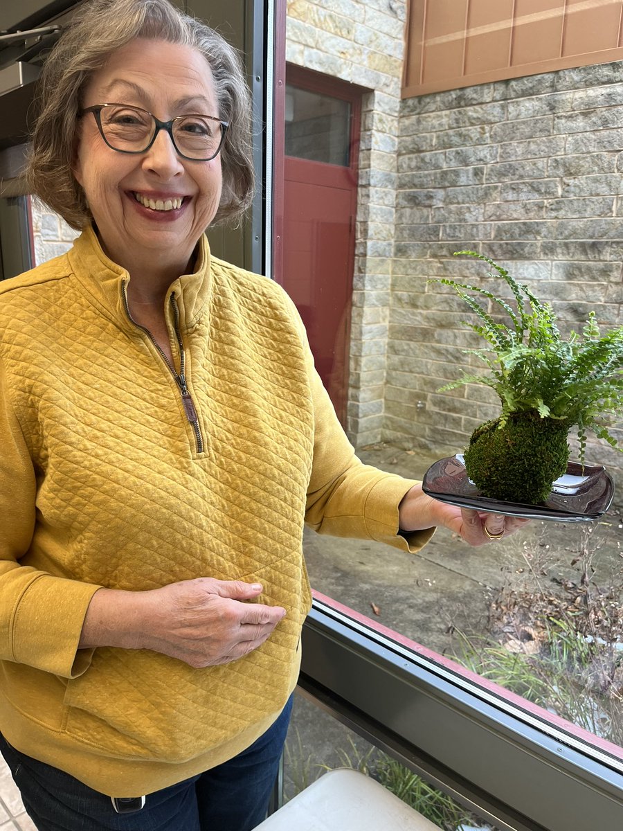 WDCGardener's tweet photo. A terrific bunch of folks joined me at yesterday’s #Kokedama class at #brooksidegardens. We had a great time using @provenwinnersleafjoy plants to make these #mossballs. My classes are all about #playingwithplants and I love to capture the students’ smiling faces 😀#gardendc https://t.co/5gyokopkx6