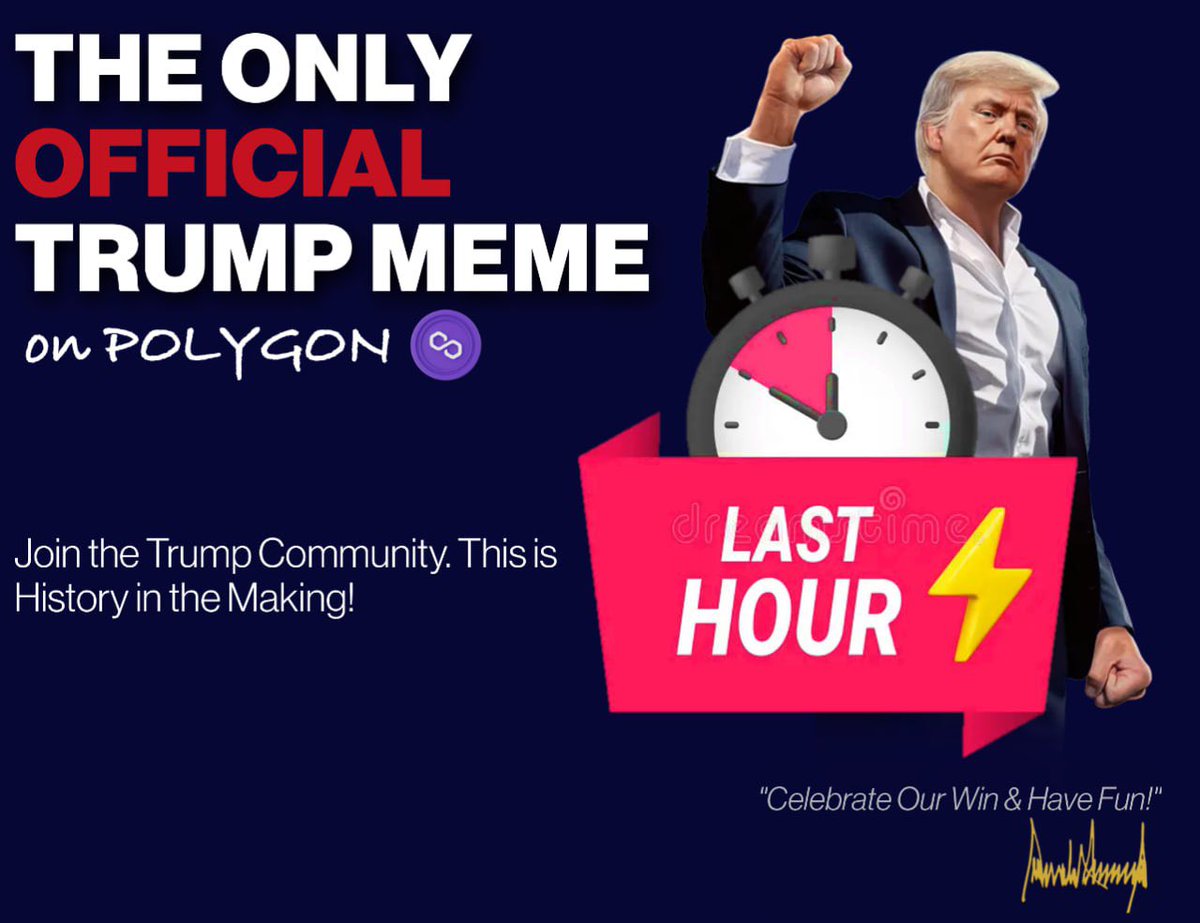 ofc_t41077's tweet photo. ⚡️LAST HOUR TO JOIN THE $TRUMP CRAZE ON POLYGON⚡️

https://t.co/1DaqX508up

🫵SPREAD THE WORD EVERYWHERE CHADS!
💵5% REFERRAL REWARDS ‼️

#TRUMP https://t.co/GJcVlsbpP0