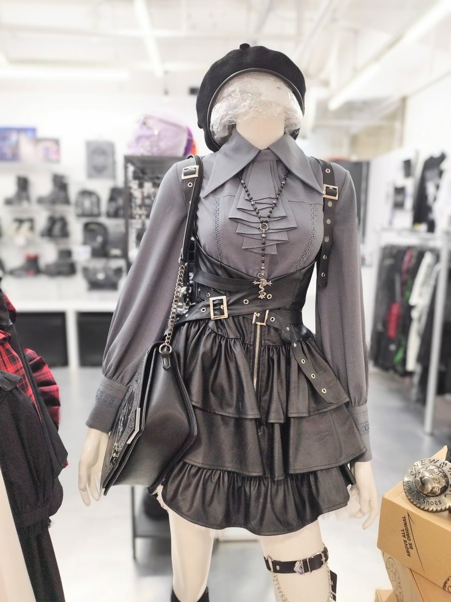 IMVAL / Frill Leather Dress [BLK] - QOOZA