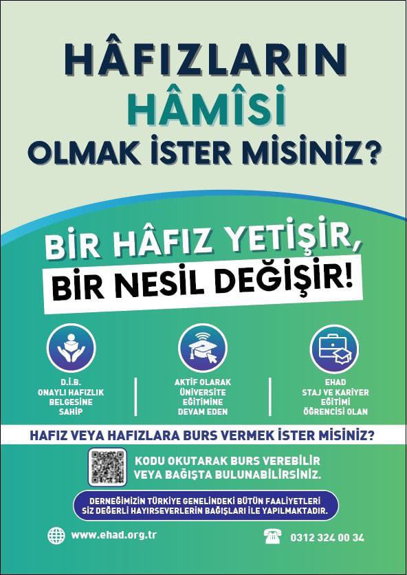 ESKEP öğrencilerine Burs ödemelerimiz devam ediyor. Katkıda bulunan gönüllülerimize müteşekkiriz. Burs- Zekat vb şartlı bağışlara özel hesabımız:
Evrensel Hafızlar Derneği
Kuveyt Türk Katılım 
Kızılay Ank Şb TR34 0020 5000 0060 6995 4000 02

" Kur'ân-ı Kerîm'e Hizmet Şereftir."