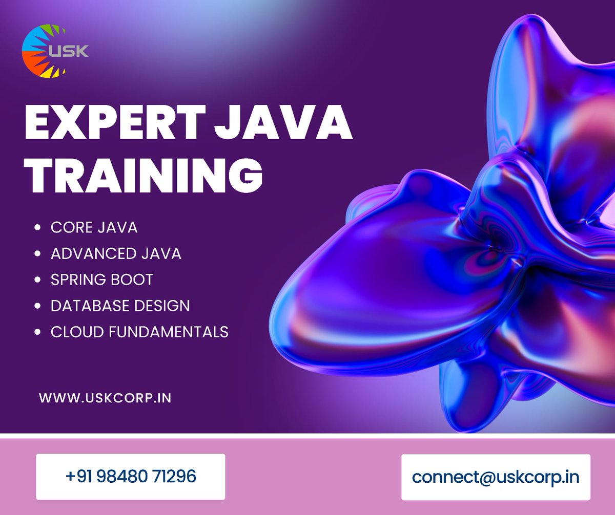 uskcorpindia's tweet image. #JavaExpert
#JavaProgramming
#JavaDeveloper
#AdvancedJava
#JavaMasterClass
#ExpertDeveloper
#JavaCourses