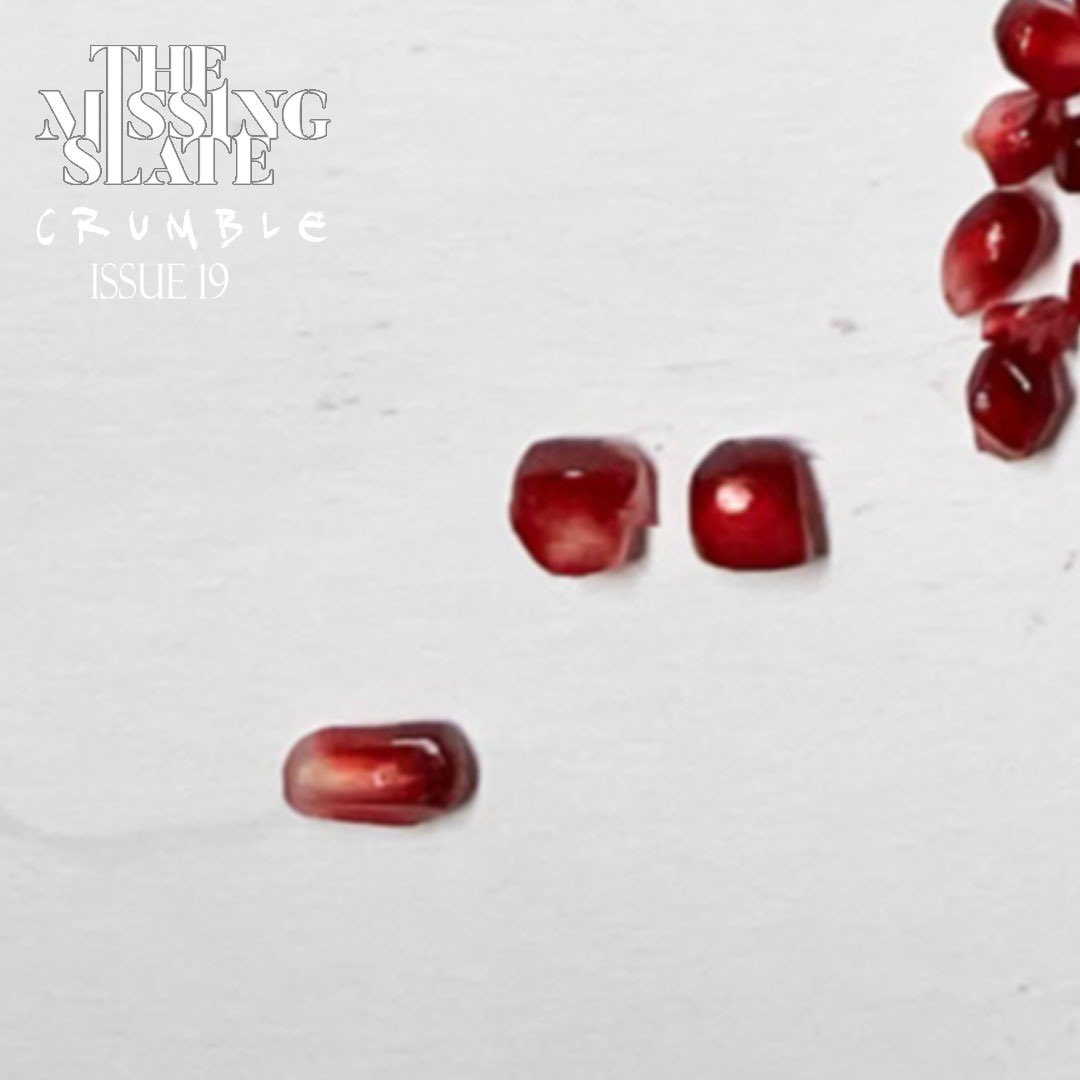 Crumble with The Missing Slate, Issue #19, forthcoming January 2025.

For all publishing related queries, please drop in a message or email us at: info@themissingslate.com