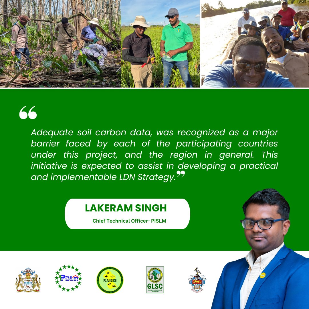 PISLMCSIDS's tweet image. 🇬🇾✨#Quickcheckin with @Lakeram Singh our Chief Technical Officer on Guyana&apos;s first national soil survey in over 30 years.
🌱🔬 This initiative is expected to support the Government and its technical agencies with the implementation of a practical and sustainable #LDN goals.