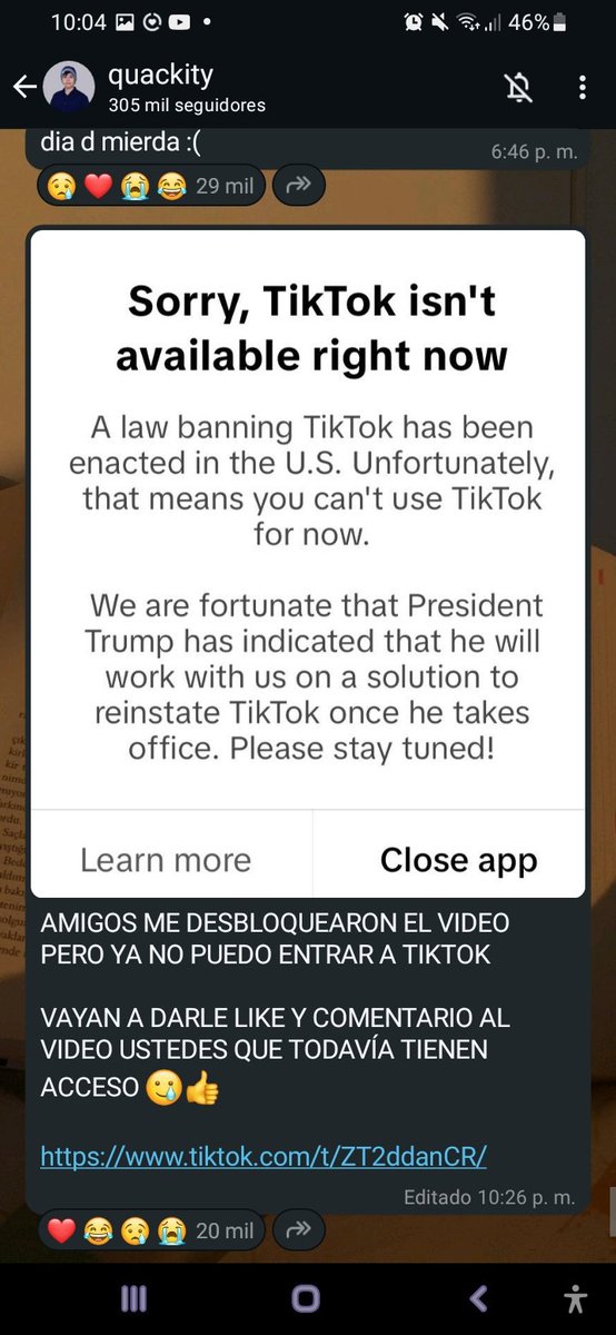 Literalmente quackity se burlo de que no le quitaron tiktok, 
Quackity Despues: