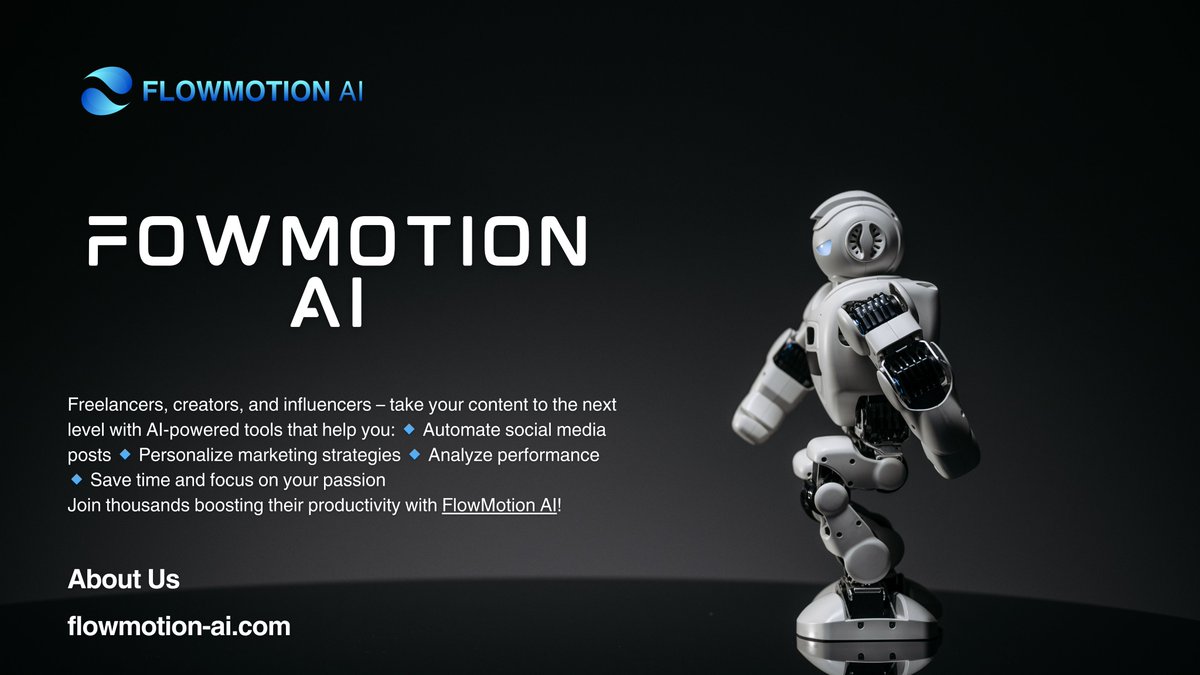 Flowmotion_ai's tweet image. 🚀 Transform Your Freelance Journey with FlowMotion AI! 🌟

Are you a freelancer, creator, or influencer looking to elevate your content game and grow your audience? Look no further! FlowMotion AI is here to revolutionize the way you work.