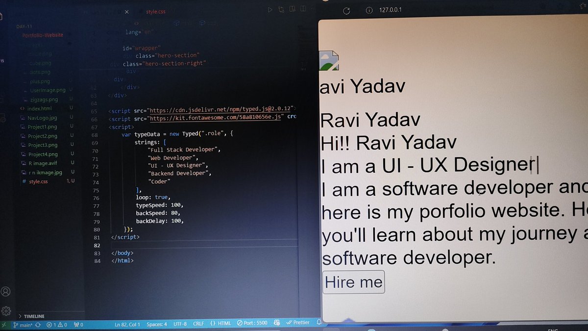 Day 11 of #DevJourney: Spent the whole day working on my portfolio website! Making great progress, and I’m excited to continue working on it tomorrow. Stay tuned for updates! #WebDevelopment #Portfolio #CodingJourney