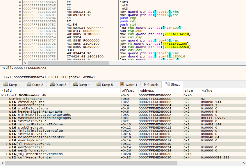 mrexodia's tweet image. DataExplorer is a plugin for @x64dbg that integrates the pattern language from @WerWolv's ImHex. You can quickly visualize data structures in memory!