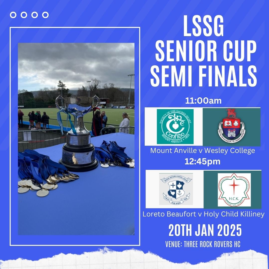 The Leinster Schoolgirls Senior Cup Semi Finals take place tomorrow in @trrhc. At 11am Mount Anville take on Wesley College followed at 1245pm when Loreto Beaufort take on Holy Child Killiney. Parking will be limited at the venue.