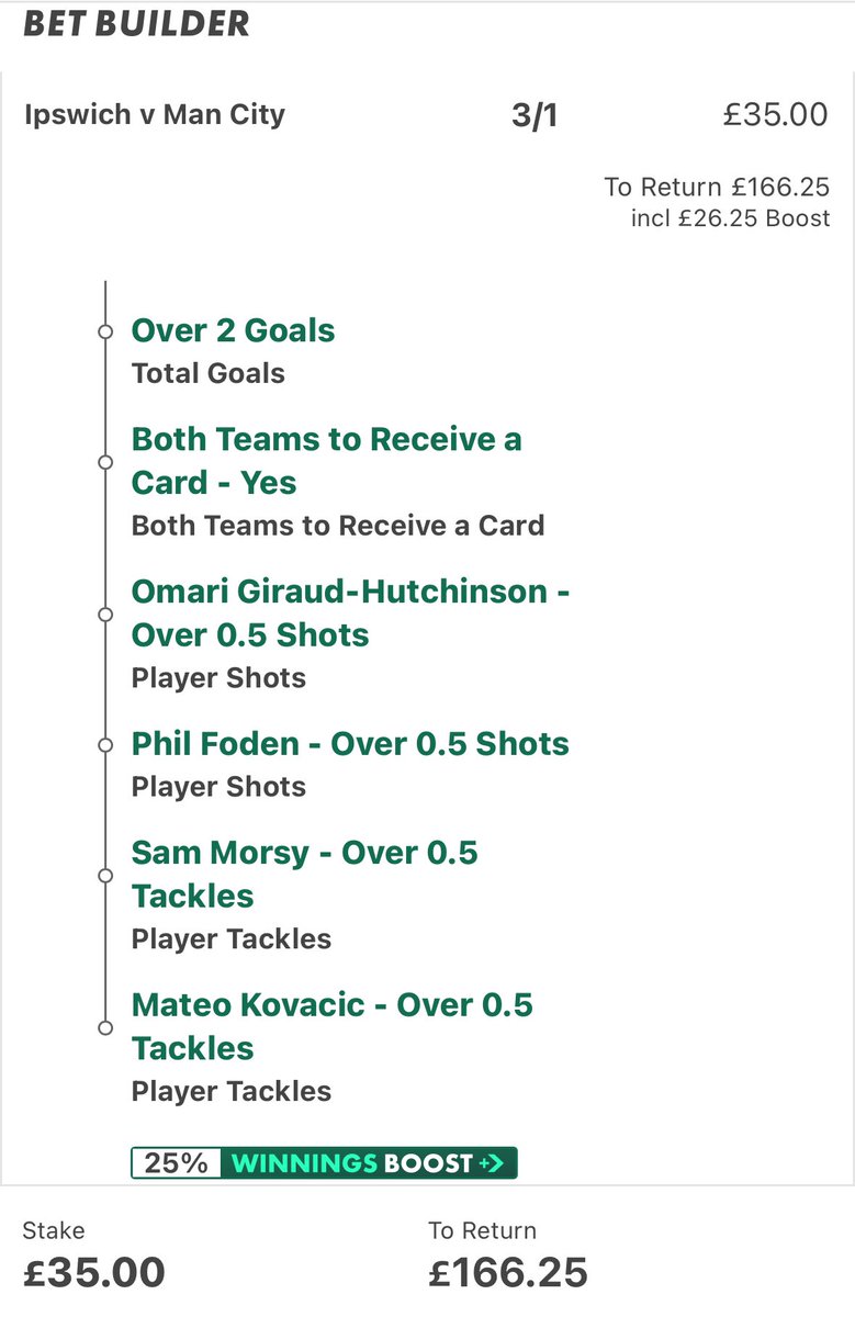 PLBetBuilder's tweet photo. Ipswich vs Man City Builder 👷‍♂️

GL On All Your Bets 🤝 https://t.co/WlZCSNTXFD