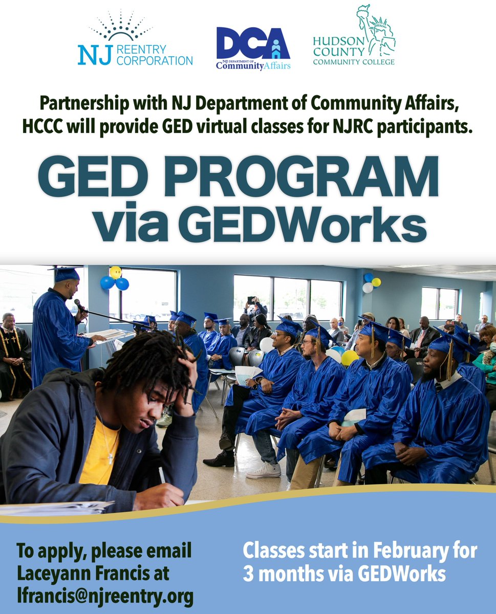 jim_mcgreevey's tweet photo. #NJRC & @HudsonCCC renewed their partnership to provide #GEDs & #EducationalTraining for NJRC participants. Persons are required to take pre-admission placement test for GED training. Interested persons, please contact LaceyAnn at lfrancis@njreentry.org.
#ReentryEducation https://t.co/wkhxNRBXhB