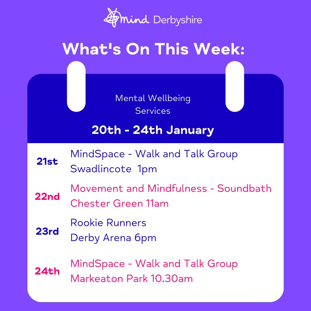Derbyshire Mind (@derbyshiremind) on Twitter photo Lots of opportunities for you to move with us this week, including the exciting return of Rookie Runners, our beginners running group. We still have a few places left, if you'd like to join us, drop us an e-mail community@derbyshiremind.org.uk Lots of opportunities for you to move with us this week, including the exciting return of Rookie Runners, our beginners running group. We still have a few places left, if you'd like to join us, drop us an e-mail community@derbyshiremind.org.uk