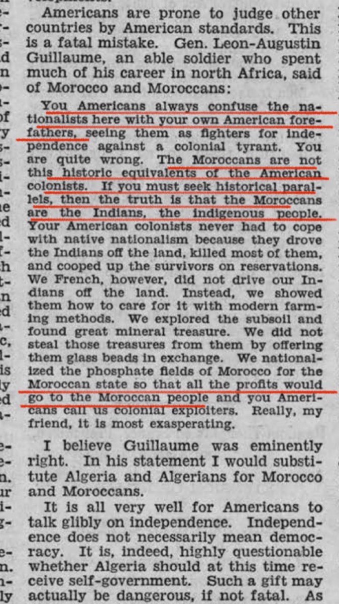 The U.S. Congress, in communication with Gen. Leon-Augustin Guillaume, addressed the fact that everyone who thinks they’re Indians are actually Moroccans and that the Americans (13 colonies/colonizers) are the colonizers.