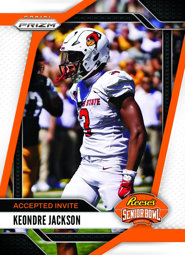 Reese's Senior Bowl (@seniorbowl) on Twitter photo OFFICIAL! DB Keondre Jackson <a href="/KeondreJackson5/">Keondre’ Jackson🃏</a> from <a href="/RedbirdFB/">Illinois State Football</a> is heading to the 2025 Reese's Senior Bowl!!! 👏👏👏 #RedBirds #BestOfTheBest #TheDraftStartsInMOBILE™️
@JimNagy_SB <a href="/PaniniAmerica/">Panini America</a> #RatedRookie OFFICIAL! DB Keondre Jackson <a href="/KeondreJackson5/">Keondre’ Jackson🃏</a> from <a href="/RedbirdFB/">Illinois State Football</a> is heading to the 2025 Reese's Senior Bowl!!! 👏👏👏 #RedBirds #BestOfTheBest #TheDraftStartsInMOBILE™️
@JimNagy_SB <a href="/PaniniAmerica/">Panini America</a> #RatedRookie