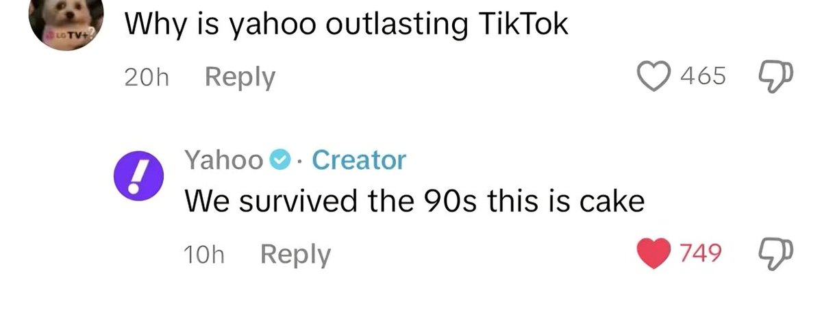 Although TikTok is reinstated, this was a badass response from Yahoo.