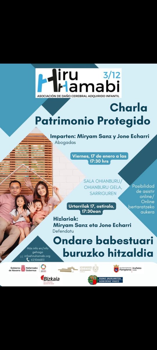 Muy interesante la charla del viernes  sobre "Patrimonio Protegido", mil gracias a las abogada Myriam Sanz y Jone Echarri  y gracias a la gran afluencia de familias y personas interesadas en el tema que acudieron presencialmente en Sala Oihanburu de Sarriguren y vía telemática.