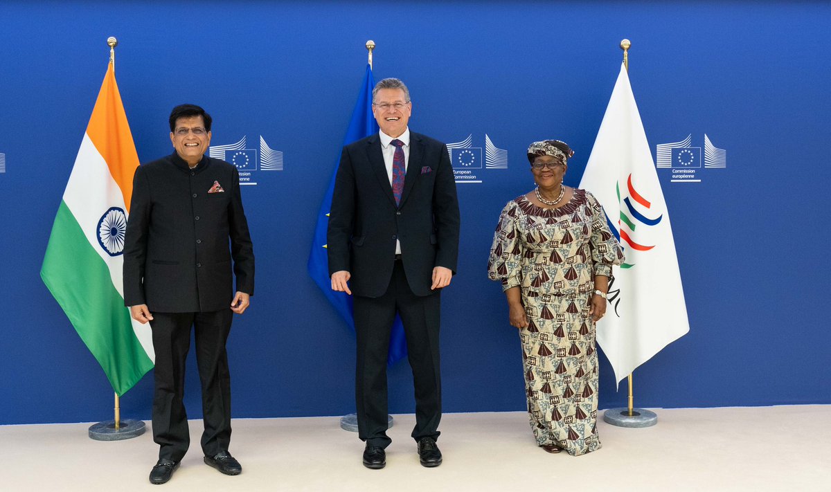 Maroš Šefčovič🇪🇺 (@marossefcovic) on Twitter photo Glad to have hosted a trilateral meeting with 🇮🇳 Minister <a href="/PiyushGoyal/">Piyush Goyal</a> and <a href="/wto/">WTO</a>'s DG <a href="/NOIweala/">Ngozi Okonjo-Iweala</a>.
Important to breathe new life into the rules-based multilateral trading system so that it remains fit for purpose and delivers. Glad to have hosted a trilateral meeting with 🇮🇳 Minister <a href="/PiyushGoyal/">Piyush Goyal</a> and <a href="/wto/">WTO</a>'s DG <a href="/NOIweala/">Ngozi Okonjo-Iweala</a>.
Important to breathe new life into the rules-based multilateral trading system so that it remains fit for purpose and delivers.