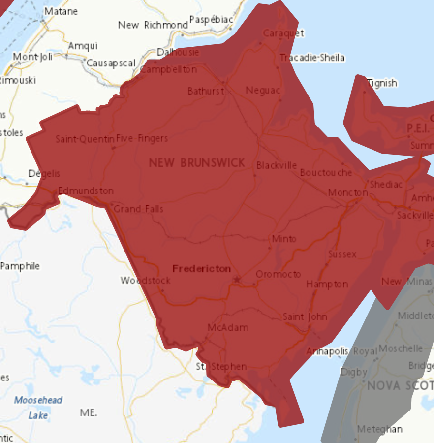 Update: 15 to 25 cm in effect for the entire province.
