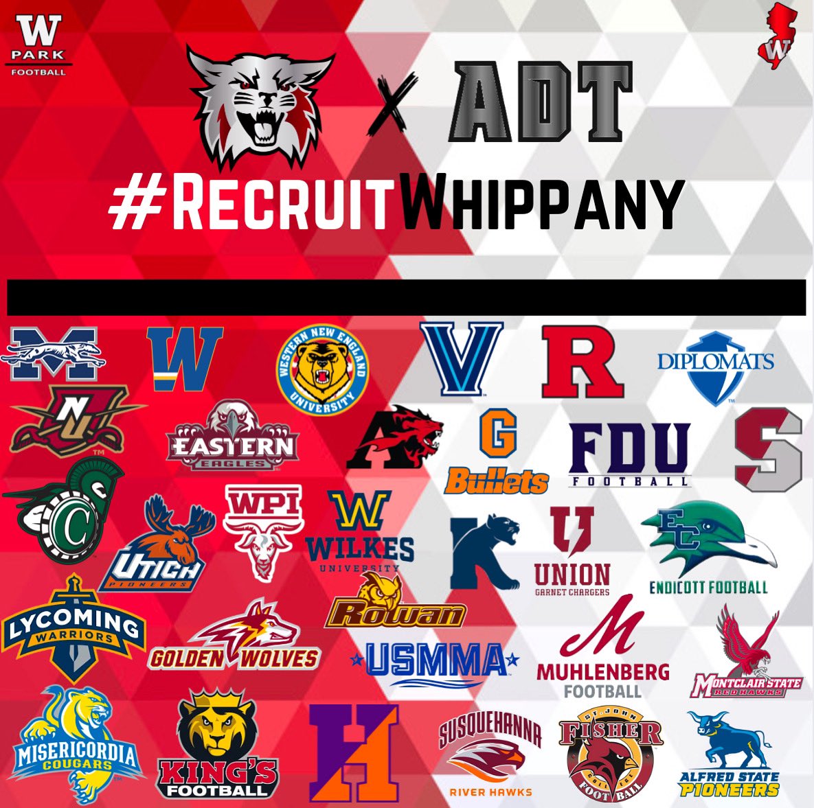 Thank you to all the colleges that stopped by Whippany Park during this winter recruiting cycle to meet and recruit our student-athletes!

#ADT   |   #TOGETHER 🟥🐾⬜️