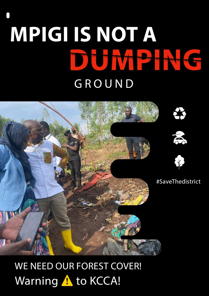 Update: Top environmental activist <a href="/andrew_climate/">Climate Andrew</a> warns <a href="/KCCAUG/">Kampala Capital City Authority (KCCA)</a> 
Says, "Mpigi is not a dumping ground! We Love our forest cover! Enough Is Enough!! Action Now!!! Dump your waste on Mars not Earth"!