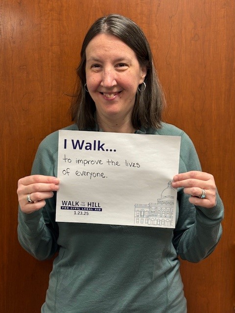 "I walk to improve the lives of everyone." -- Priscilla Pettengill, CLA Intake Paralegal, Elder Law

@equaljusticeMA's #walktothehill for @civillegalaid is THIS THURSDAY, Jan. 23, 2025! equaljusticecoalition.org.