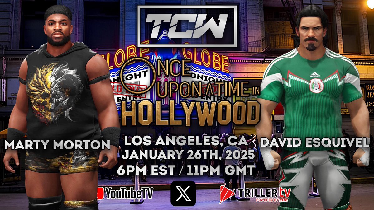 For the first time ever… Marty Morton will be taking on David Esquivel in what will be an exciting contest!

TCW: Once Upon a Time in Hollywood
6PM EST/ 11PM GMT
Los Angeles, California
January 26, 2025

#TCW2K #WWE2K24