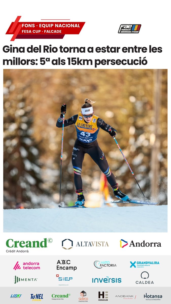 FONS · #GinadelRio, novament al top10 en Copa d’Europa #FESACup, avui 5⃣ª als 15 km persecució en clàssic.

INFO ✅ fae.ad/index.php?opti…