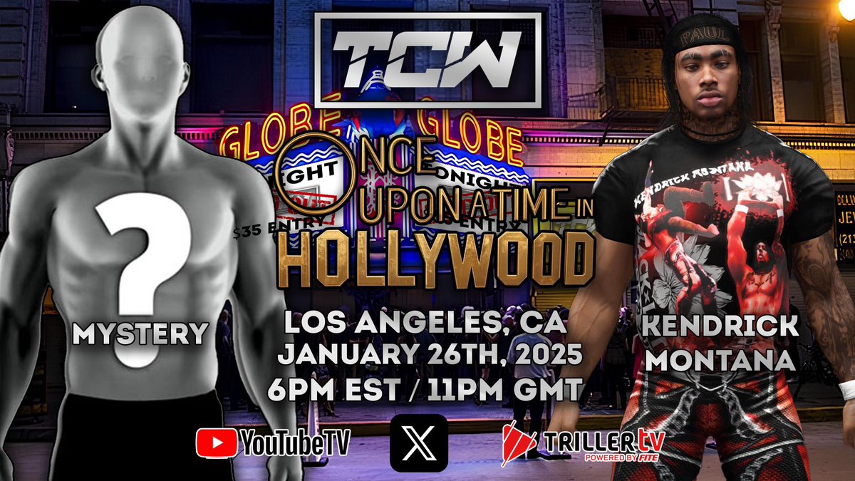 Kendrick Montana will be in singles action… but against who?

TCW: Once Upon a Time in Hollywood
6PM EST/ 11PM GMT
Los Angeles, California
January 26, 2025

#TCW2K #WWE2K24