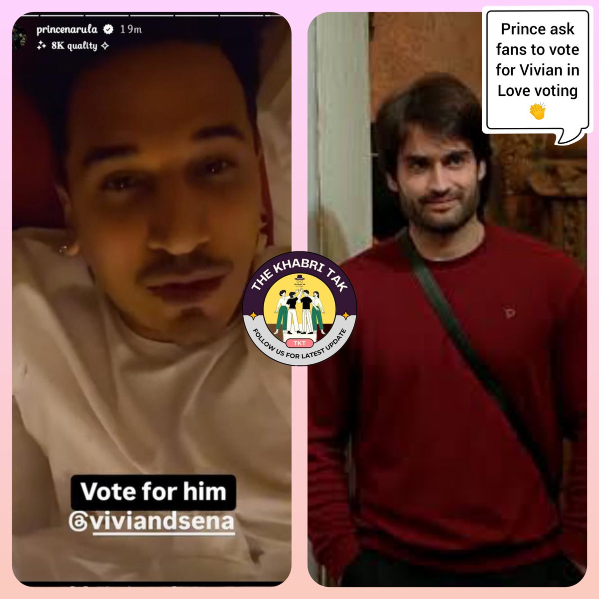 Latest : Bigg Boss 9 winner Prince asks fans to support #VivianDsena 🥵🏆

Comment - Your Opinion 
#BB18 #BiggBoss #BiggBoss18 <a href="/VivianDsena01/">Vivian Dsena</a> 

Follow - <a href="/TheKhabriTak/">The Khabri Tak</a> for more
