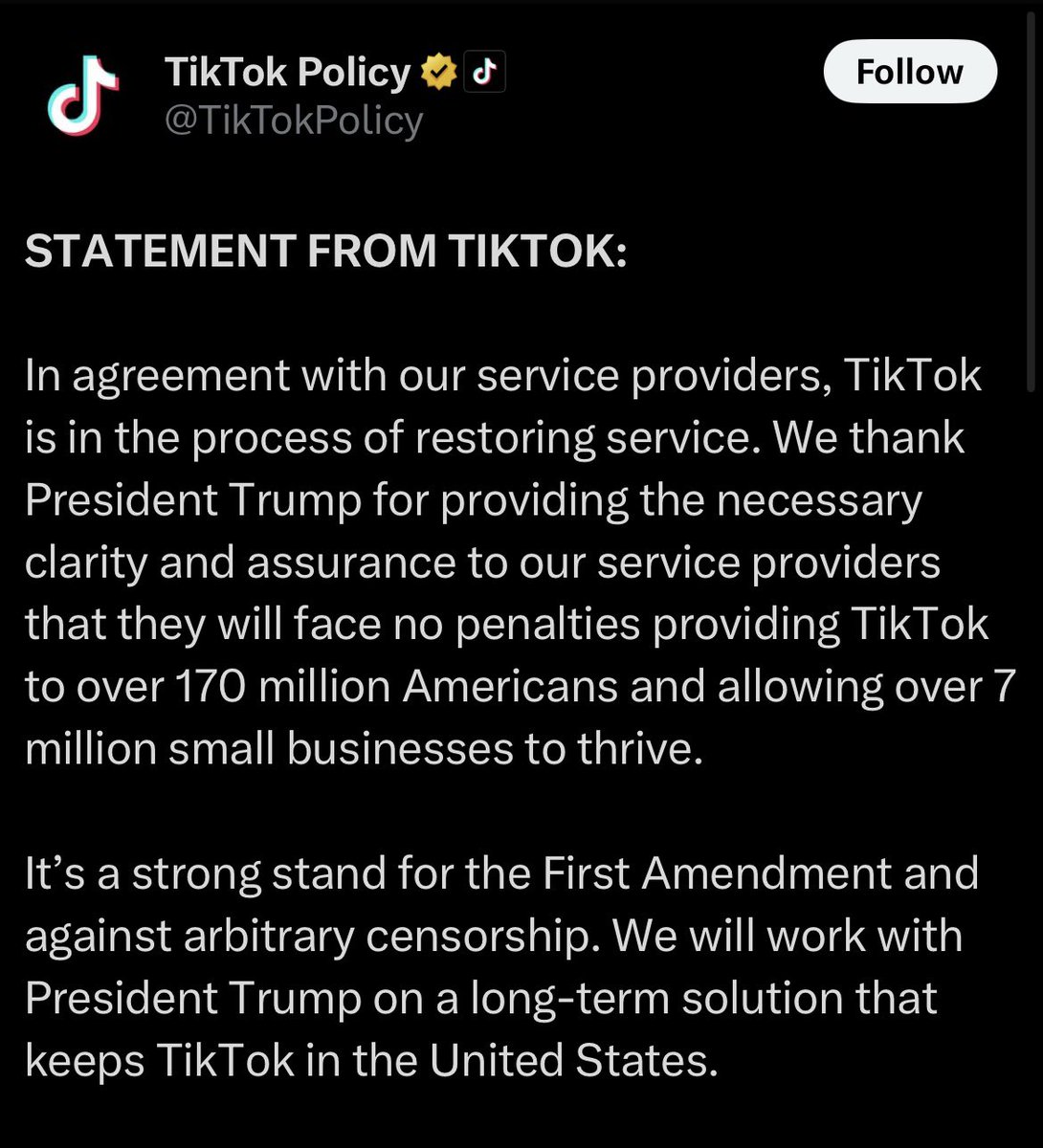 eSportsified's tweet photo. TikTok is already coming back to all US citizens.

That did not last long. https://t.co/aqlinWMr9K