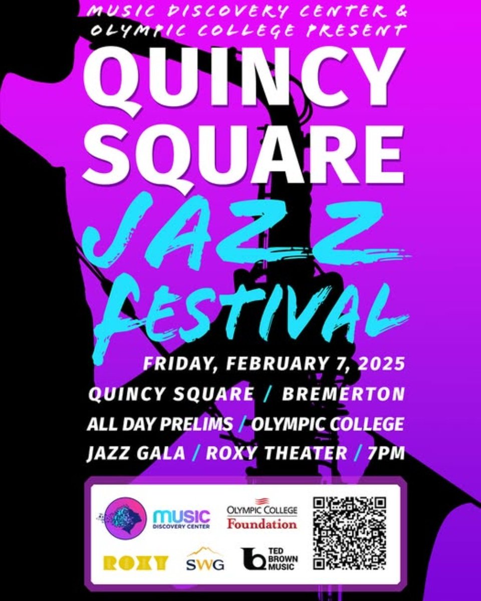 🎷✨ Countdown to Quincy Square Jazz Festival in Bremerton, WA! 🎶 On Feb 7, 12 school jazz bands compete for the Ralph Mutchler Award! 🏆 Info &amp; tickets: Musicdiscoverycenter.org 💫 #QuincySquareJazzfestival #SupportMusic
