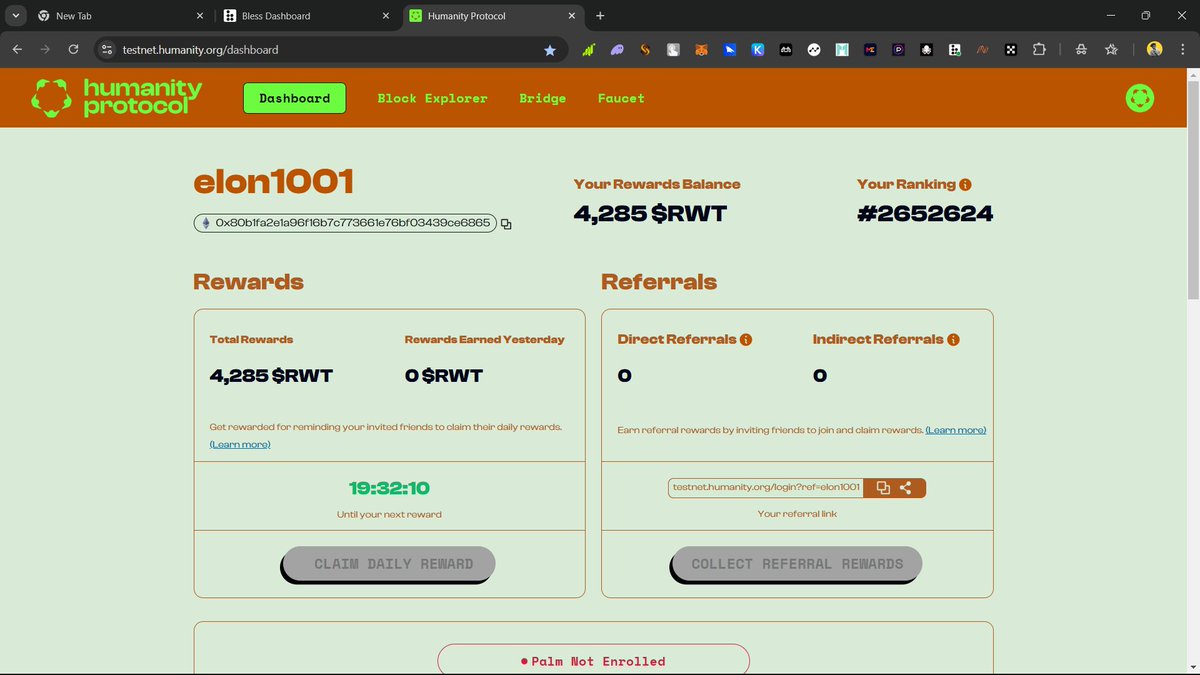 Surjya1001's tweet photo. Hi @HumanityProt Team,

I’m completing Testnet tasks for the past 2 months, earning 4,285 points. My rank is #26,52,624. 🤔
My friend has 2,385 points but ranks #7,06,912. This seems unfair. 😔
🔑 Humanity ID: elon1001
Looking forward to your support! 🙏
#HumanityProtocol https://t.co/awh9xMsMuR