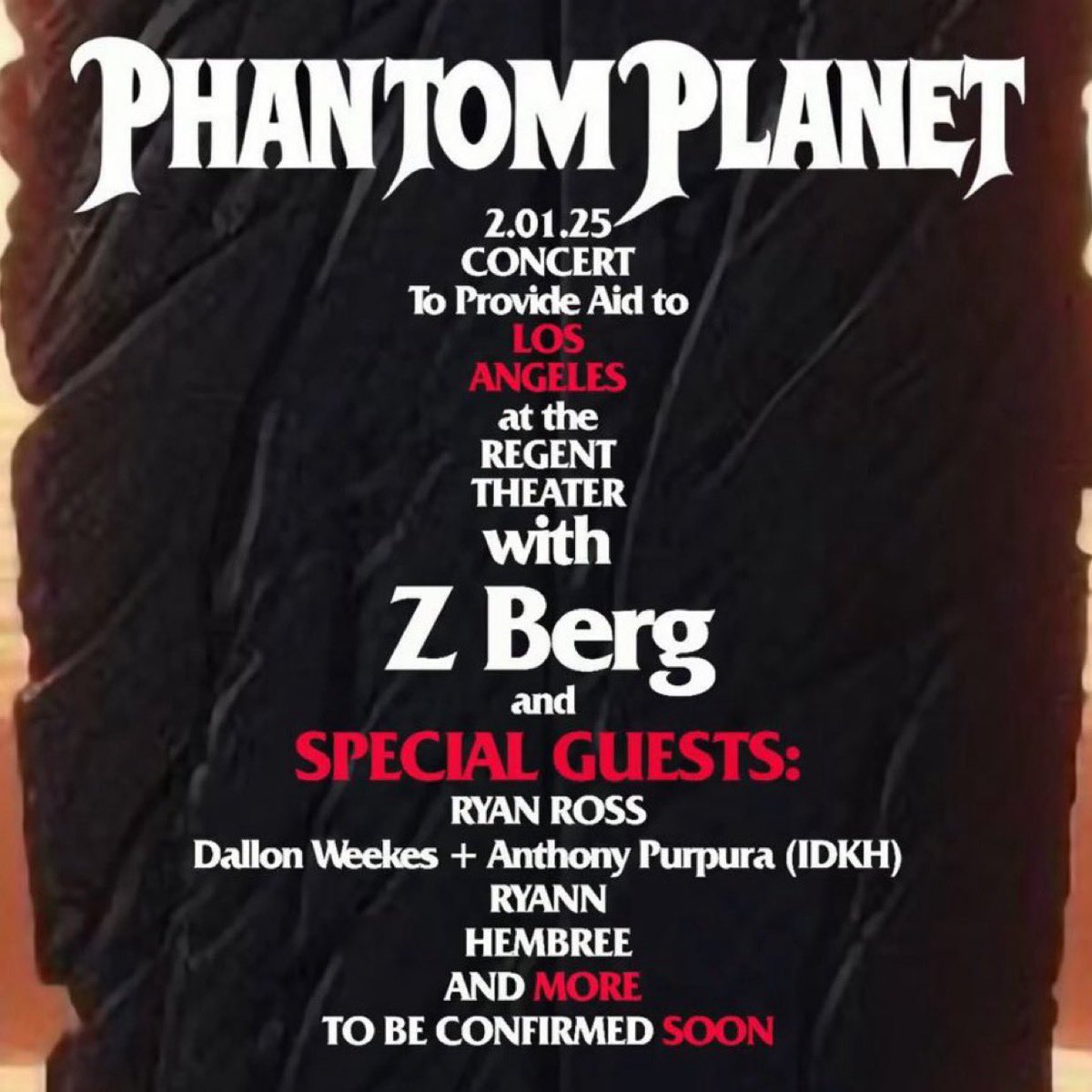concertleaks's tweet photo. Ryan Ross is set to perform at Phantom Planet’s benefit show in Los Angeles next month!

🎫: https://t.co/7yXRCV5mpM https://t.co/aS4F5WPCU7