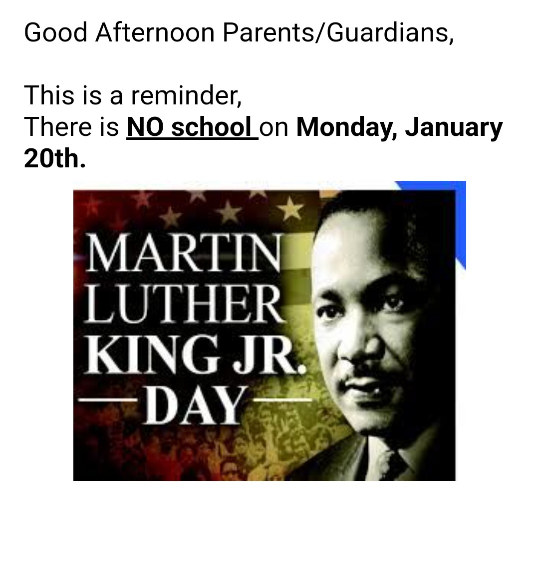 Attention Faber! Just a reminder that school is closed tomorrow!

¡Atención Faber! ¡Solo un recordatorio de que la escuela está cerrada mañana!