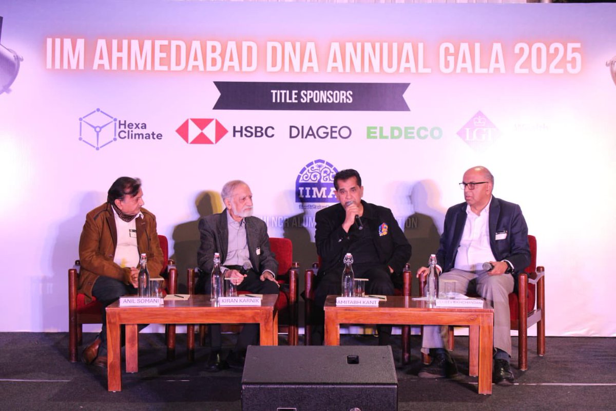 amitabhk87's tweet photo. Wonderful to have a Fire Side Chat with Sanjeev
Bhikchandani @sbikh and Kiran Karnik at the @IIMAhmedabad Alumni Association. Lively, vibrant session on innovation, startups and global geopolitics. https://t.co/iFX4YQsrhK