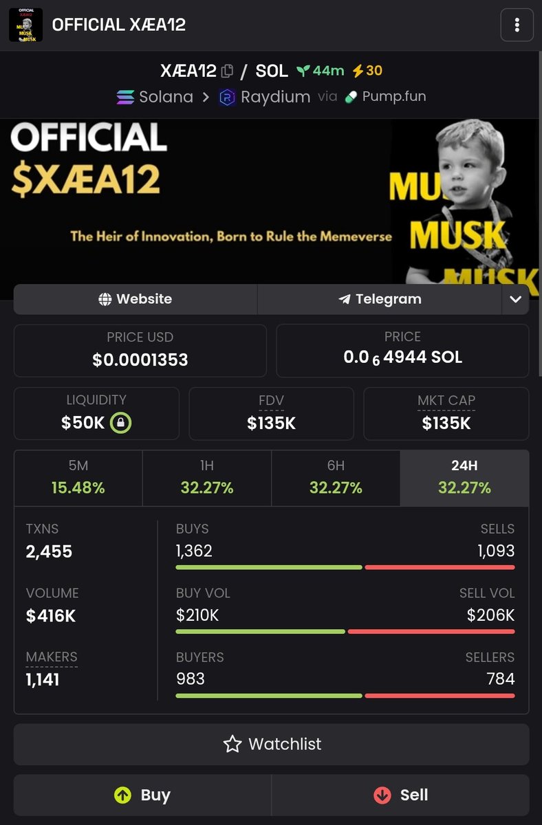 Vip call updates.💊

🟣 $XÆA12 2x From private call.

📈Marketcap: $166,323.52

🧵Ca: 6EzWY5eT7oUng7vQHVyoebB79C7xYPA3yVEMgKR4pump

💹Chart: dexscreener.com/solana/6EzWY5e…

Missed $XÆA12 ❓ No worry > The next Gem is looking for you.
#Solana #memecoin #pumpfun