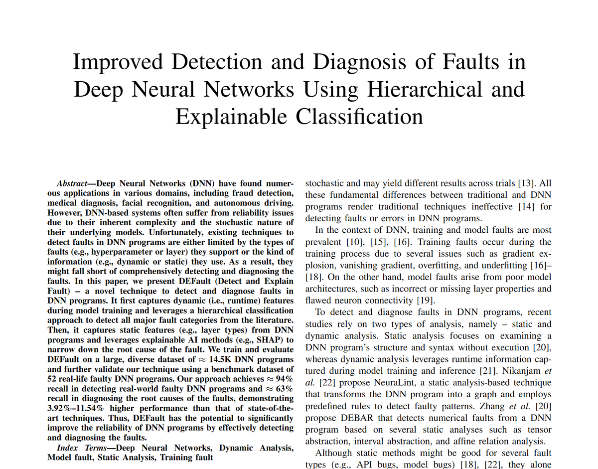 Super excited to share that our technical track paper - Improved Detection and Diagnosis of Faults in Deep Neural Networks Using Hierarchical and Explainable Classification - by @JahanSigma <a href="/shahMehil_/">Mehil Shah</a> <a href="/parvezmrobin/">Parvez M Robin</a> and <a href="/masud2336/">Masud Rahman 🇧🇩🇨🇦</a>  got accepted <a href="/ICSEconf/">ICSE</a> (A*) . <a href="/RaiseDal/">RAISE Lab, Dalhousie University</a> <a href="/dalfcs/">Dal Computer Science</a>
