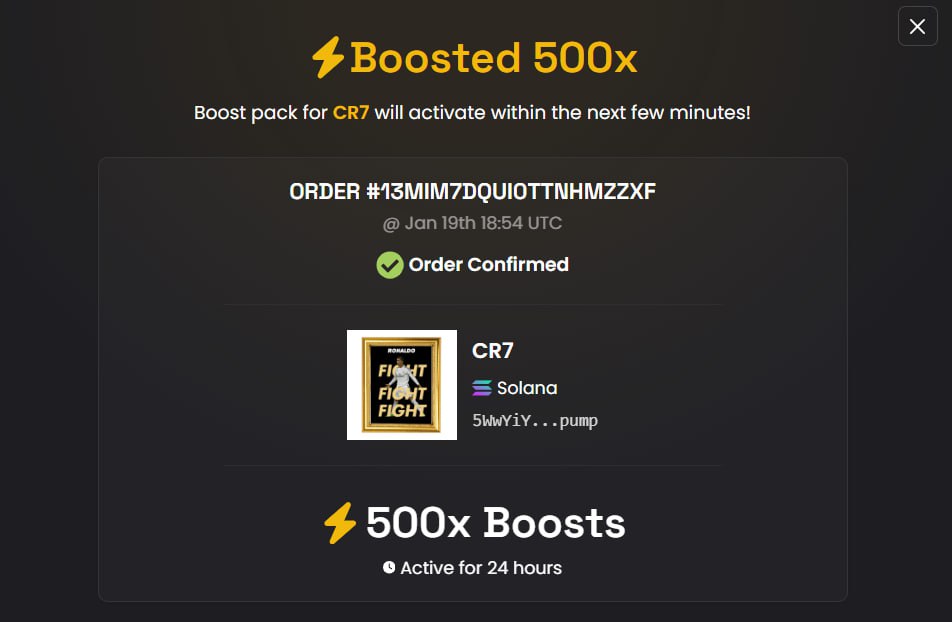 OfficialCR7_sol's tweet photo. $CR7 500x boosted on Dexscreener! https://t.co/XlNjFqSwYV