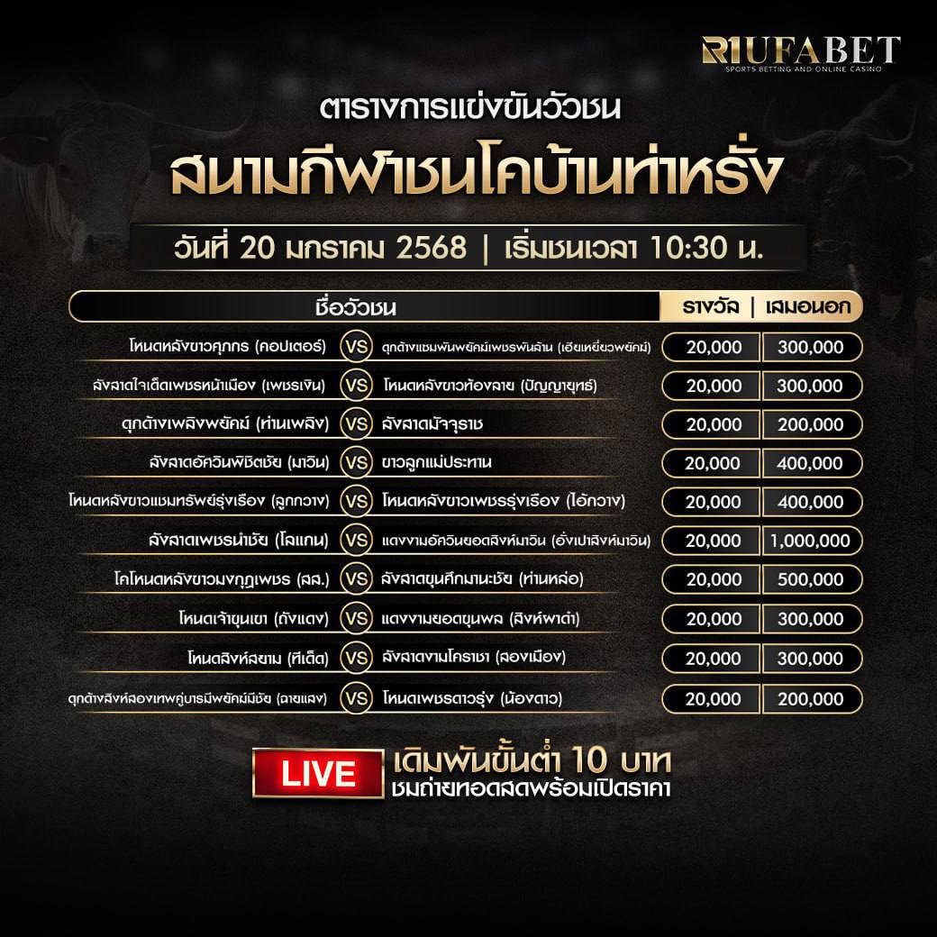 phelin_c10815's tweet photo. ตารางแข่งขันชนโค 
ณ.สนามกีฬใชนโคบ้านท่าหรั่ง  20/01/68  เริ่ม 10.30 น.
⭐️เริ่มต้นเดิมพันขั้นต่ำ 10 บาท
📽️ ชมถ่ายทอดสดพร้อมเปิดราคา

🌈สนใจจิ้มลิ้งค์สมัครได้ที่ 👉https://t.co/pc4o2ImLQ7
🆔 𝙇𝙄𝙉𝙀 𝙄𝘿   @076gatsm
⭐️รองรับบัญชีธนาคาร-วอเล��
⭐️ฝาก-ถอน ไม่มีขันต่ำ
#เว็บตรงอันดับ1 https://t.co/McGEkiz4Yc