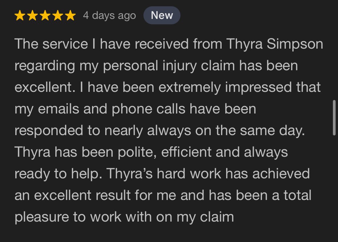 Starting the new year with some amazing 5-star google reviews for SIResolve.

Well done team ⭐️

#irwinmitchell #seriousinjury #SIResolve #fivestarreview #clientcare