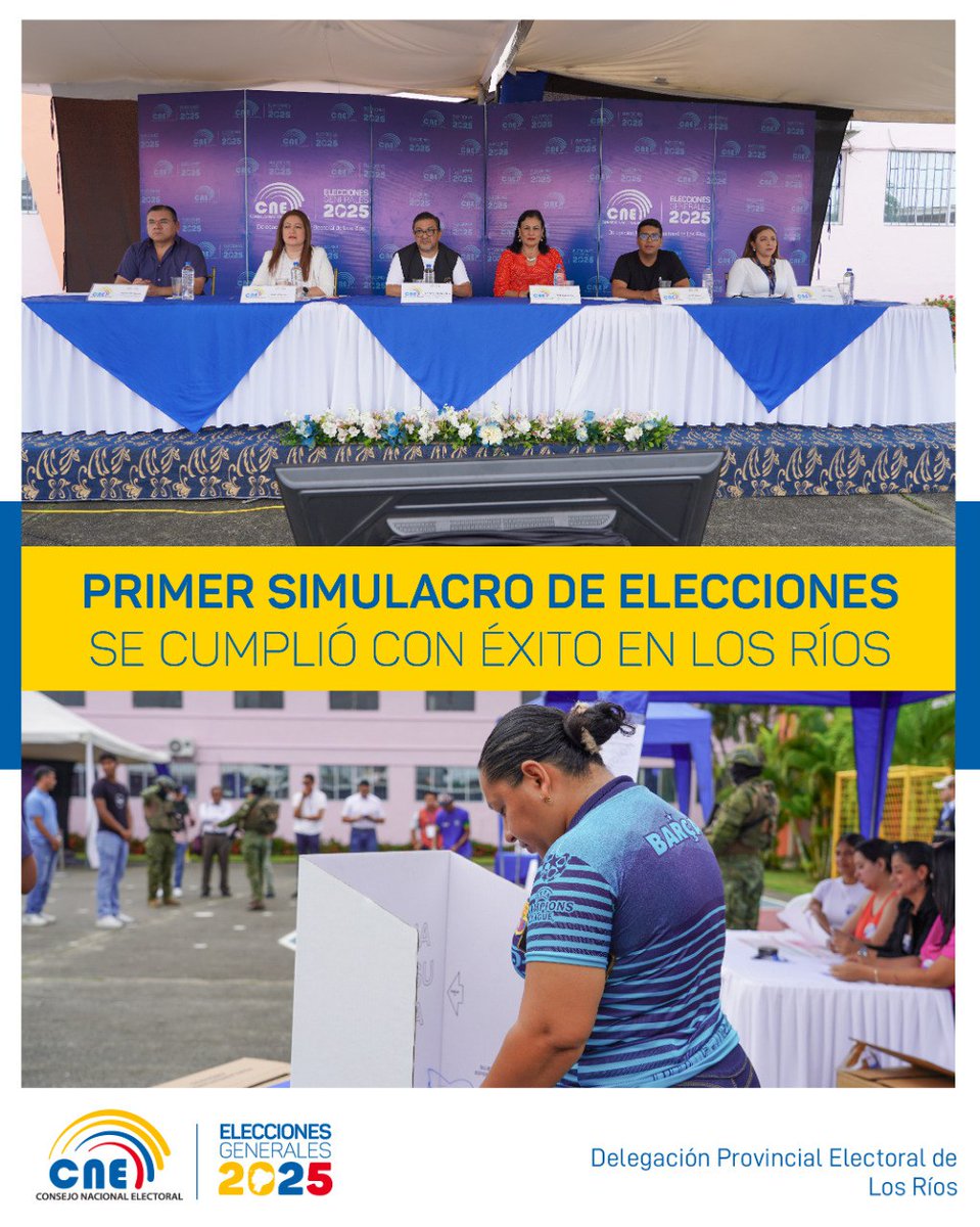 CNE_LosRios's tweet photo. #Boletín 🗞️| Primer simulacro de elecciones se cumplió con éxito en #LosRíos.

Más detalles aquí.⤵️
https://t.co/rGLcGyCwQ8 https://t.co/mMVbTDx2Cs