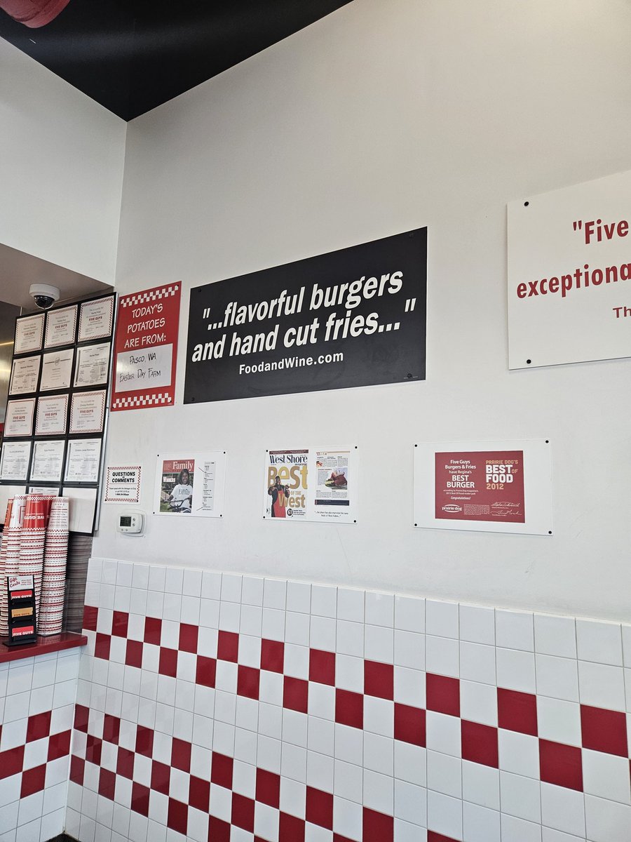The FULL quotation:

"FIVE GUYS, though known for their flavorful burgers and hand cut fries, leaves something to be desired both in the soul and the wallet."