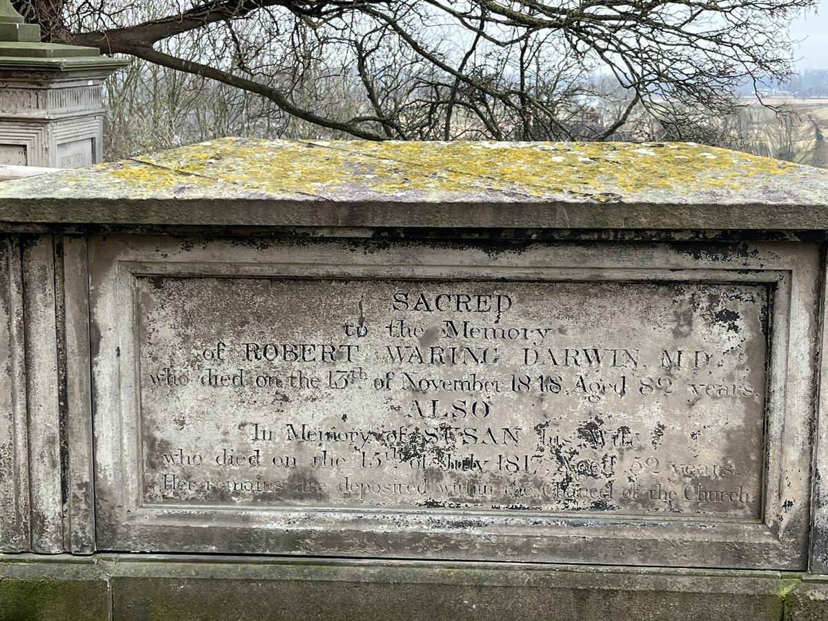 cllr_potter's tweet image. They say you learn something new everyday and today was no exception. On a visit to Montford Church we were stood outside and a parishioner pointed out the grave of Charles Darwin’s parents. Now I am wondering why Montford some mile out of Shrewsbury from where they lived?