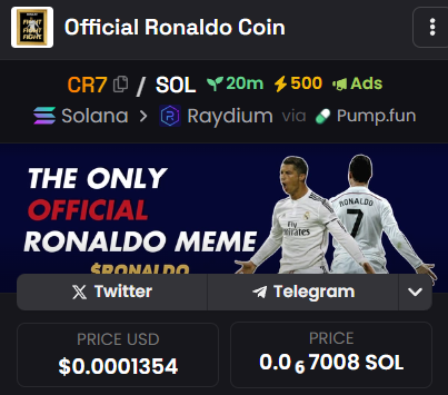 OfficialCR7_sol's tweet photo. CR7 is a gold!

Ads are live!

We pushing this hard! https://t.co/hv41OaKPir