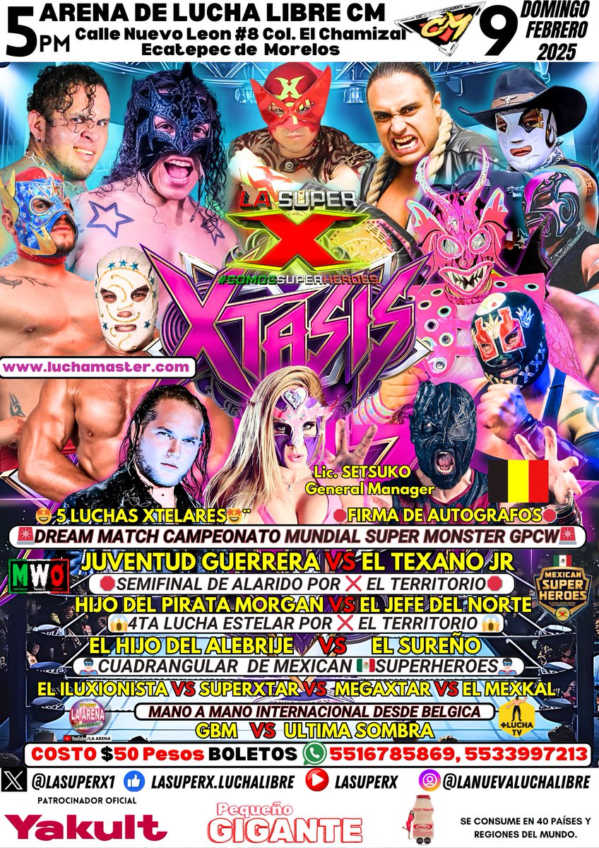 🔴#XTASIS 🔥DOMINGO 9 FEBRERO'25🕔5:00 PM 
🏛️ #ArenaCM Calle Nuevo León #8 Col. El Chamizal, Ecatepec 
🎉Da Click En este Link para Adquirir Tus Boletos👇🏼
✅bit.ly/Boletos_LaSupe…
#GeneralManager <a href="/DjSETSUKO/">🇯🇵SETSUKO🇲🇽</a>
#ElCEODeLaLuchaLibre <a href="/JUVENTUDGUERRE2/">#ElCEOdeLaLuchaLibre</a>
#LuchaLibre 🇲🇽 #LuchaLibreMexicana