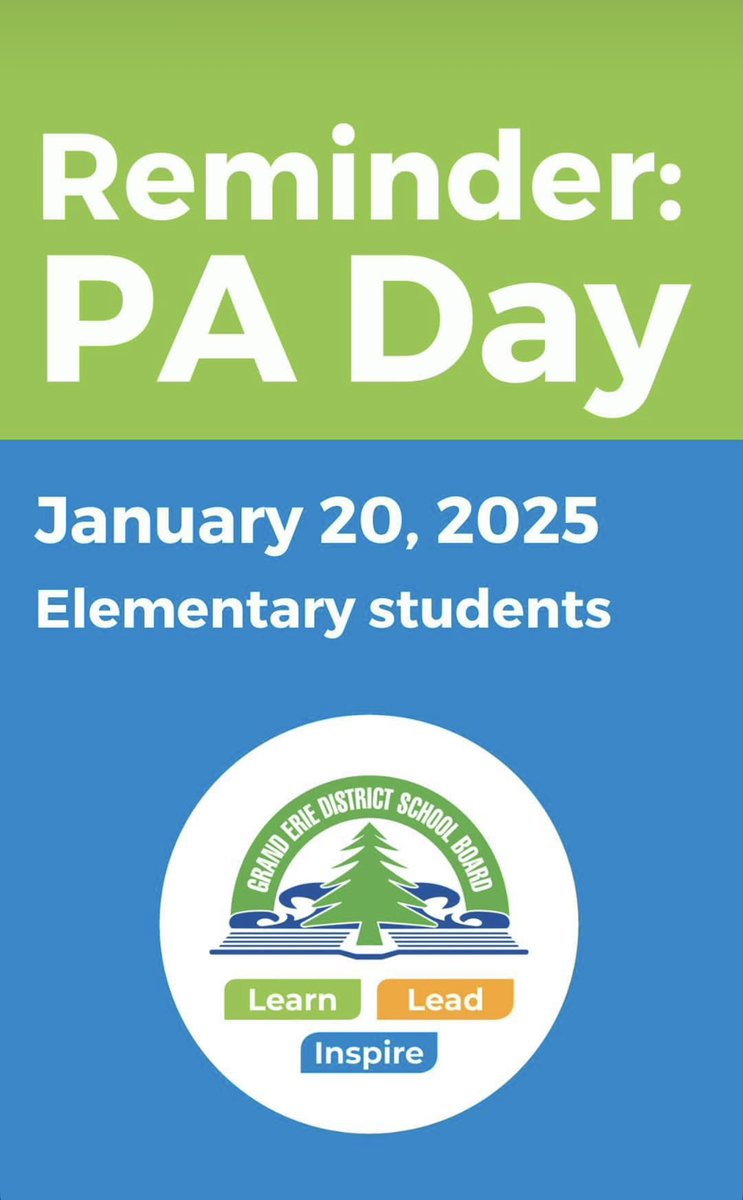 PA Day- No school tomorrow Glen Morris Families! We will see you Tuesday